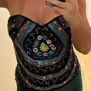 Beaded Bustier Corset Crop Top M size